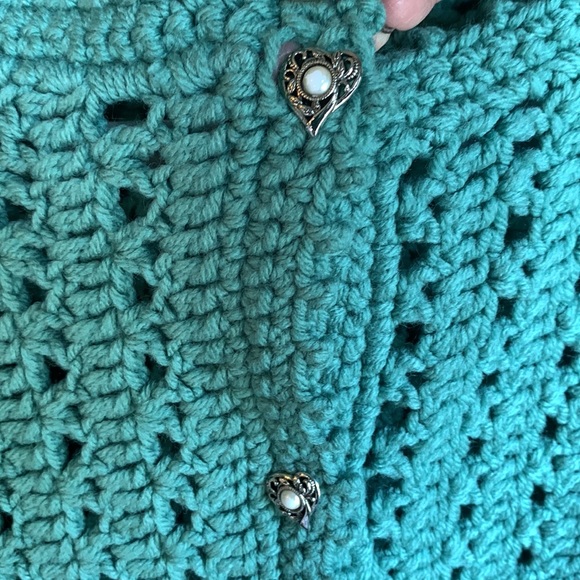 VTG Handknit crochet open knit cardigan. - Picture 2 of 6